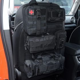 Universal Tactical Vehicle Back Seat Organizer with 5 Detachable Pouches - Medical Phone, and Admin Storage Bags with Multi-Pockets