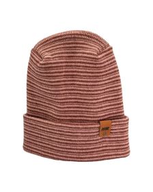Modern Theta Stitch Contrast Cuffed Beanie (Patent Pending Design)-Pink/Burgundy, Made in USA