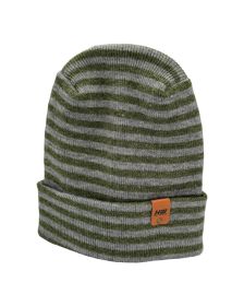 HAAKWEAR Theta Stitch RORO Cuffed Beanie (Patent Pending Design)-Gray/Green, Made in USA