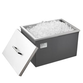 31.7 Qt Drop in Ice Chest Ice Cooler Ice Bin Stainless Steel 20"x14"x12"