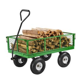 VEVOR 900 Lbs Steel Garden Cart on Wheels, Heavy Duty Pullable Garden Wagon Yard Cart