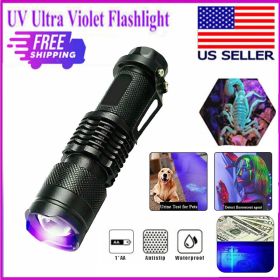 UV Ultra Violet Flashlight Handheld Blacklight Small Flashlight 395nm Mini Light Inspection Lamp Pen Torch Detector For Dog Pet Urine Stains, Bed (Color: BLACK)