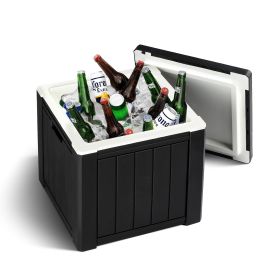 10 Gallon Cooler Side Table, Multi-purpose Ice Cooler Outdoor Cocktail Side Table For Camping, Picnic, Beach, Pool, Party (Color: BLACK)