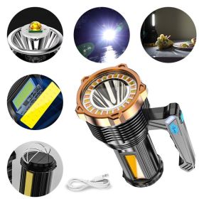 Rechargeable LED Flashlight, 8 Mode Searchlight, Spotlight, Portable, Super Bright (Color: BLACK)