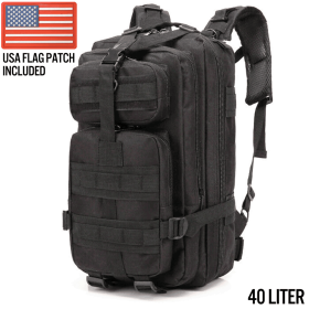 XG-MB40 - Large Tactical Backpack Survival Assault Bag 40 Liter (Color: BLACK)
