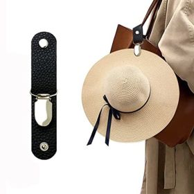 Leather Hat Holder Clip For Travel On Bag Backpack Luggage; Multifunctional Cap Clip; Travel And Camping Accessories (Color: BLACK)