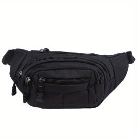 Men's And Women's Large-capacity Wear-resistant Sports Waist Bag Casual Bag Shoulder Chest Bag Light Sports Travel Bag Men's Messenger Backpack W (Color: BLACK)