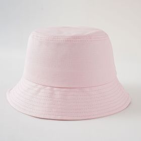 Spring and summer new fisherman hat simple solid color Korean version sun hat foldable men and women can wear basin hat (Color: Pink)