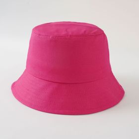 Spring and summer new fisherman hat simple solid color Korean version sun hat foldable men and women can wear basin hat (Color: Rose Red)