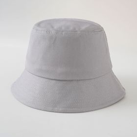 Spring and summer new fisherman hat simple solid color Korean version sun hat foldable men and women can wear basin hat (Color: Gray)