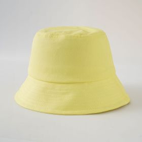 Spring and summer new fisherman hat simple solid color Korean version sun hat foldable men and women can wear basin hat (Color: Yellow)