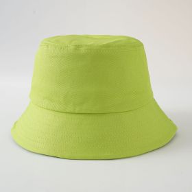 Spring and summer new fisherman hat simple solid color Korean version sun hat foldable men and women can wear basin hat (Color: Grass Green)