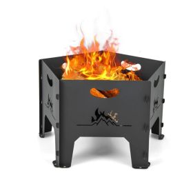Portable Stove Fire Pit for Outdoor Camping Hiking Traveling (Color: BLACK, Type: Style A)