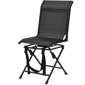 All weather Outdoor Foldable 360 Degree Swivel Chair with Iron Frame (Color: BLACK)