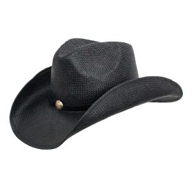 Barret Western Cowboy Straw Hat (Color: BLACK)