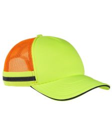 Big Accessories BA661 Safety Trucker Cap (Color: NEON YLW/ NE ORG, size: OS)