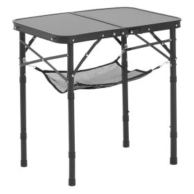 2ft Folding Portable Camping Table Aluminum Outdoor Table Adjustable Height (Color: BLACK, size: 24 inch)