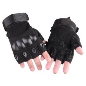 XG-TG2 Hard Knuckle Tactical Gloves (Half Finger) Military Style (Color: BLACK, size: X-Large)